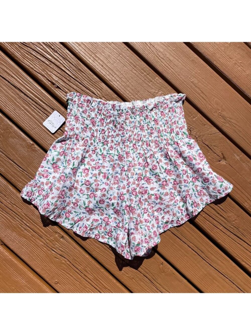 Free People Winston White floral mini paperbag shorts